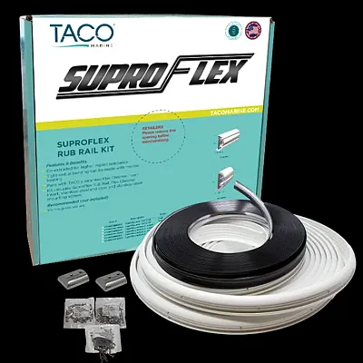 TACO METALS 9990WCM602 Supro-Flex Rub Rail Kit White W/Fl