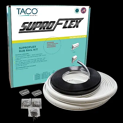 TACO METALS V119960WCM Supro-Flex Rub Rail Kit White W/Fl