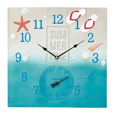 Taylor Precision Products 5293763 14-In. X 14-In. Summertime Poly Resin Clock An