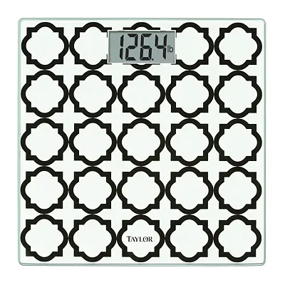 Taylor Precision Products 755841932Bwl Digital Glass Bathroom Scale With Black/W