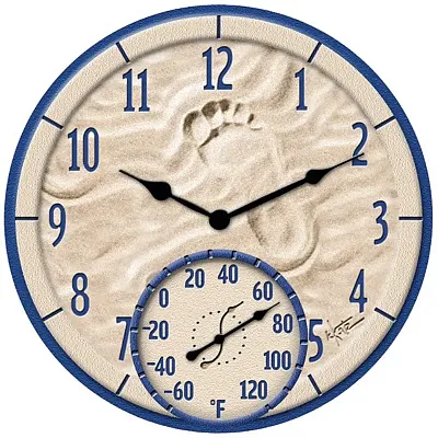 Taylor 91501 12&quot; By The Sea Poly Resin Clock With Thermometer