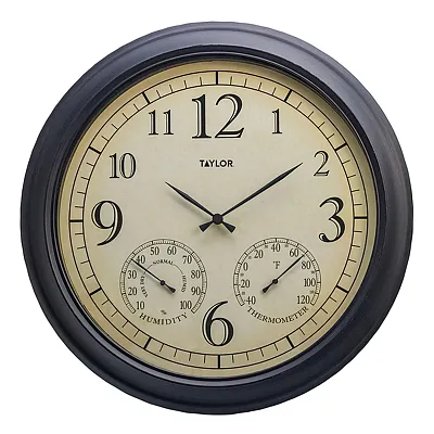 Taylor Precision Products 92728T 18.5-In. Bronze Analog Quartz Time/Temp/Hygrome