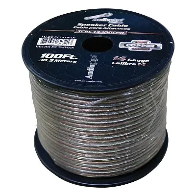 Audiopipe 14 Gauge 100% Copper Series Speaker Wire - 100 Foot Roll - Clear Pvc J