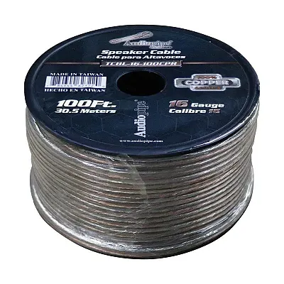 Audiopipe 16 Gauge 100% Copper Series Speaker Wire - 100 Foot Roll - Clear Pvc J