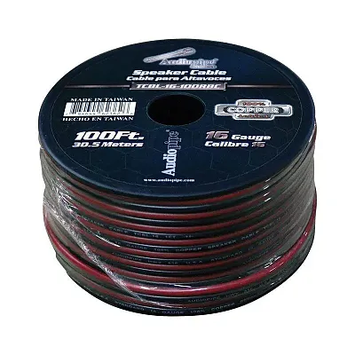 Audiopipe 16 Gauge 100% Copper Series Speaker Wire - 100 Foot Roll - Red/Black  
