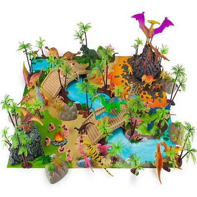 100 Pc Prehistoric Playset w Play Mat and Storage Container TCFG