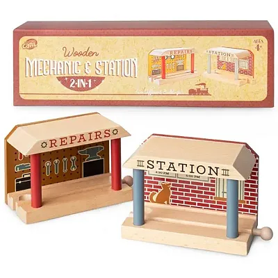 Wooden Train Mechanic and Station TCON-20
