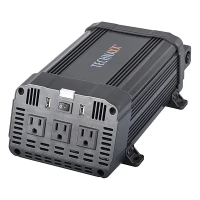 Technaxx 5044 3-Ac Outlet And 2-Usb Port 1,200-Continuous-Watt Te16 Vehicle Powe