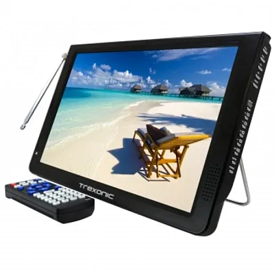 Trexonic Ultra Lightweight Rechargeable Widescreen 12&quot; LED Portable TV with HDMI