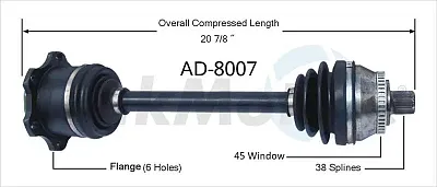 TRAKMOTIVE AD8007 New Cv Axle