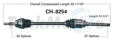 TRAKMOTIVE CH8254 New Cv Axle