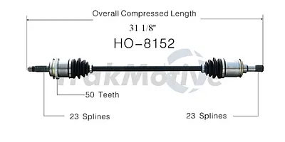 TRAKMOTIVE HO8152 New Cv Axle