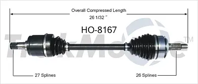 TRAKMOTIVE HO8167 New Cv Axle