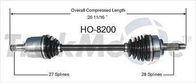 TRAKMOTIVE HO8200 New Cv Axle