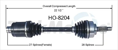TRAKMOTIVE HO8204 New Cv Axle