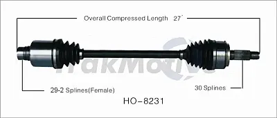 TRAKMOTIVE HO8231 New Cv Axle
