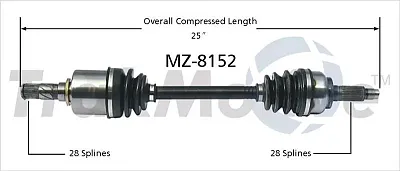 TRAKMOTIVE MZ8152 New Cv Axle