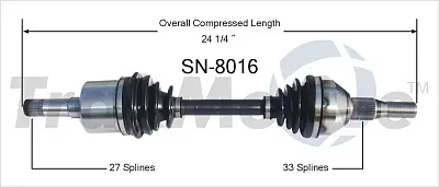 TRAKMOTIVE SN8016 New Cv Axle