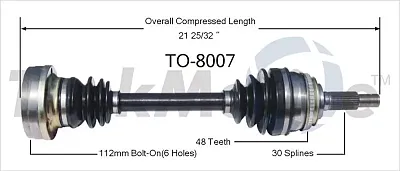 TRAKMOTIVE TO8007 New Cv Axle