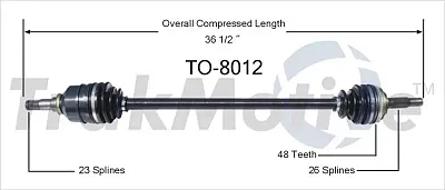 TRAKMOTIVE TO8012 New Cv Axle