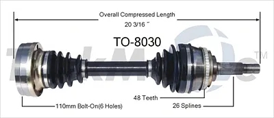 TRAKMOTIVE TO8030 New Cv Axle