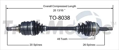 TRAKMOTIVE TO8038 New Cv Axle