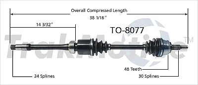 TRAKMOTIVE TO8077 New Cv Axle