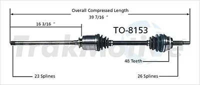 TRAKMOTIVE TO8153 New Cv Axle