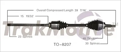 TRAKMOTIVE TO8207 New Cv Axle
