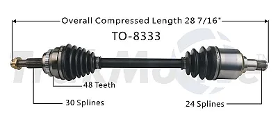 TRAKMOTIVE TO8333 New Cv Axle