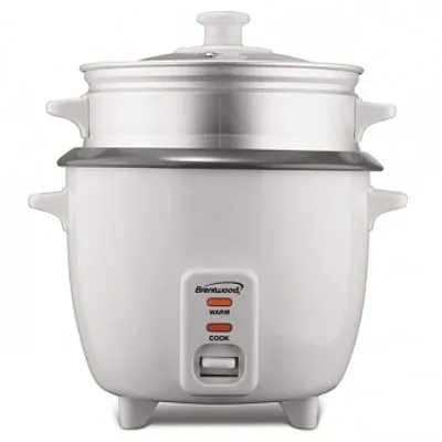 Brentwood 8 Cup Rice Cooker / Non-Stick with Steamer in White