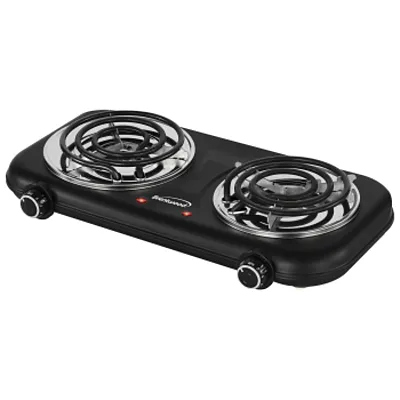 Brentwood 1100w Countertop Double Coiled Electric Burner in Black