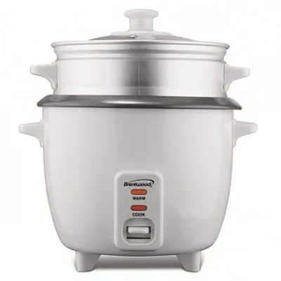 Brentwood 15 Cup Rice Cooker / Non-Stick with Steamer in White