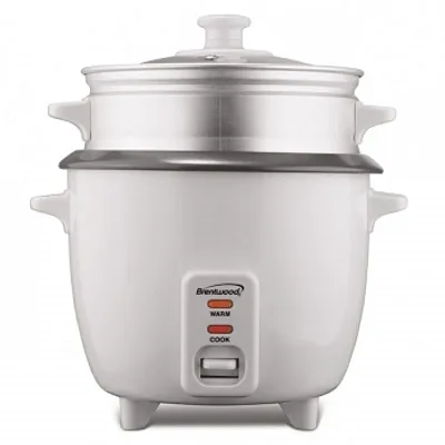 Brentwood 5 Cup Rice Cooker/Non-Stick with Steamer in White