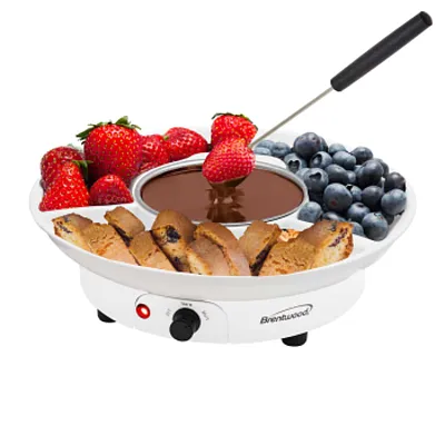 Brentwood Electric Fondue Pot Set with 3 Section Tray and 4 Dipping Forks