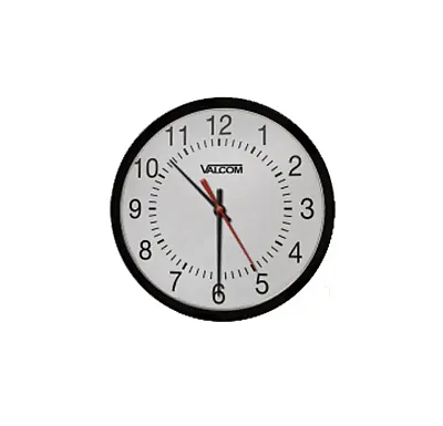 VALCOM V-A2412B 12&quot; Round Clock, Black,Surface Mount,24V