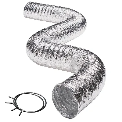 Deflecto Flxc0408 3-Ply 4-In. Class 1 Flexible Aluminum Duct With Spring Clamps