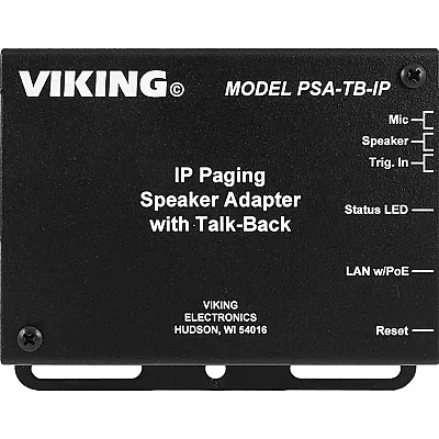 Viking Electronics PSA-TB-IP Ip Paging Speaker Adapter With Talk Back
