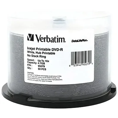 VERBATIM 95079 4.7GB DataLifePlus DVD-Rs, 50-ct Spindle