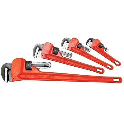 Performance Tool Heavy-Duty Adjustable Straight Pipe Wrench (4-Piece Set)