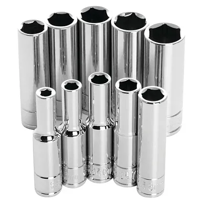 Performance Tool 1/4" Drive 6-Point Metric Socket Set (10-Piece Set)