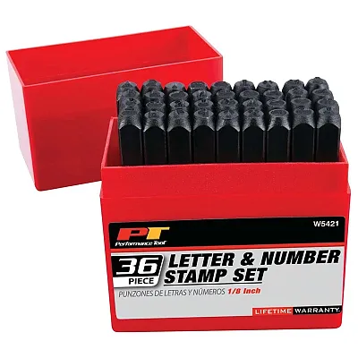 Performance Tool 1/8" Steel Letter/Number Stamp Set (36 Piece)