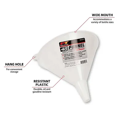 Performance Tool Plastic Funnel - 48 Oz. Capacity