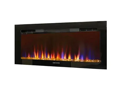 WAYGLOBAL F3118A 31&#039; Fireplace W/Crystal Log Set Blk