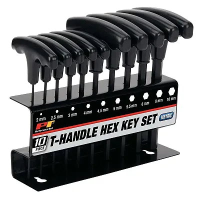 Performance Tool Metric T-Handle Hex Key Set With Storage Tray (10 Piece)