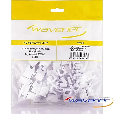 Wavenet 6EKSJWH-25PK Cat6 Jack Sdj Series White 25 Pack