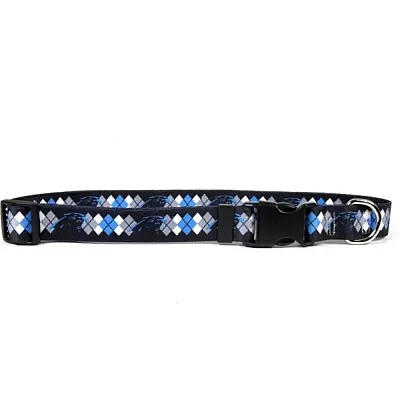 Little Earth Productions Carolina Panthers Argyle Nylon Collar - X-Small