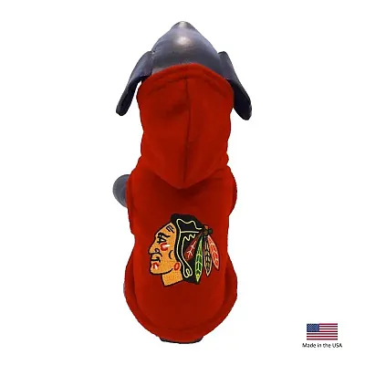 All Star Dogs Chicago Blackhawks Polar Fleece Pet Hoodie - Large