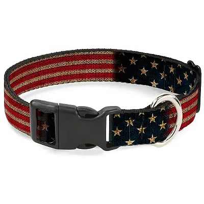 Buckle-Down Buckle-Down Vintage US Flag Pet Collar - Small