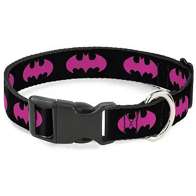 Buckle-Down Buckle-Down Batman Signal Fuchsia Pet Collar - Large